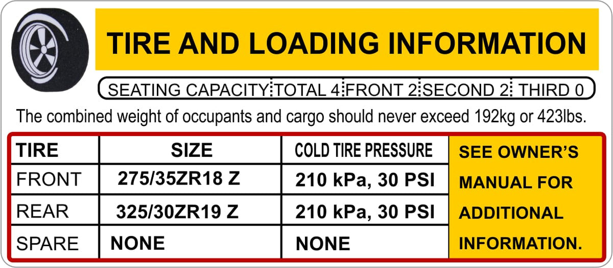 Tire and Loading Information Labels Stickers Placards www.restartcar.eu