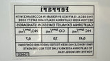 Ferrari 308 GTS 1985 California Exhaust Emission Standards Sticker Label Decal Affixed