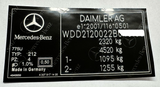 VIN# Mercedes Set aus 2 für Türrahmen- und Windschutzscheibenaufkleber Etiketten Decals für alle Modelle