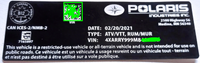 VIN code Plate Sticker Label For POLARIS ATV All Models