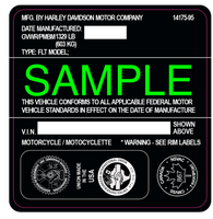 VIN Tag Frame Plate Sticker Label NOS For HARLEY-DAVIDSON Motorcycles All Models