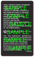 Vehicle Emission Control Information Tag Frame Plate Sticker Label For HARLEY-DAVIDSON Motorcycles All Models