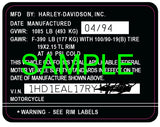 Vehicle Emission Control Information Tag Frame Plate Sticker Label For HARLEY-DAVIDSON Motorcycles All Models