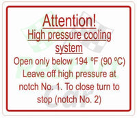 Attention! High presure cooling system Sticker - Sticker