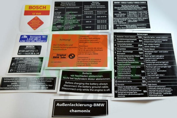 Decal Set For BMW 1502 1602 1802 2002 Sticker Set Label 