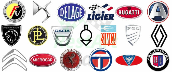 List of FRENCH Car BRANDS Symbols Logos Decal Set