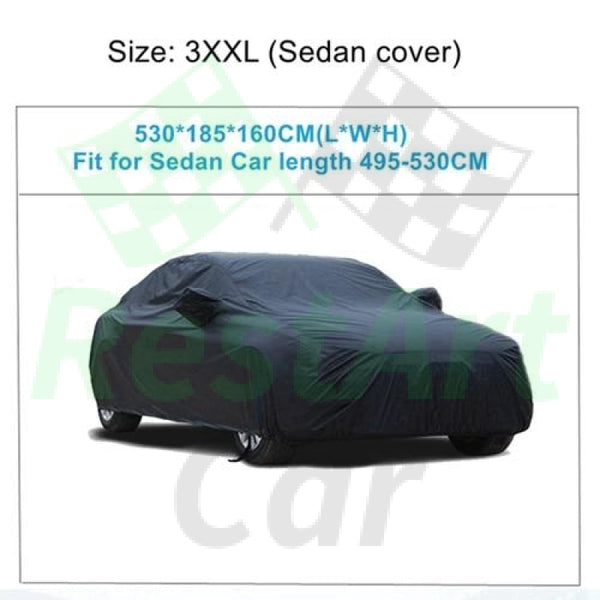 Universal Black Breathable Waterproof Fabric Car Cover w 