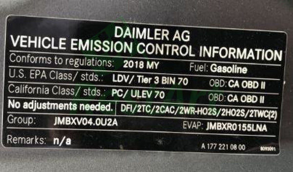 Vehicle Emission Control Information Sticker Label Decal For