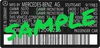 VIN code Plate Sticker Label For AUDI All Models - Sticker